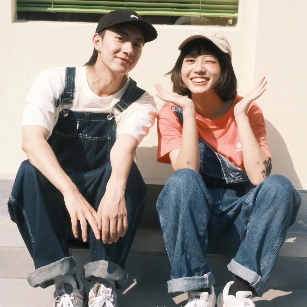 Quần Yếm Jean Dáng Rộng Ống Suông Phong Cách Retro Dành Cho Nữ Và Nam