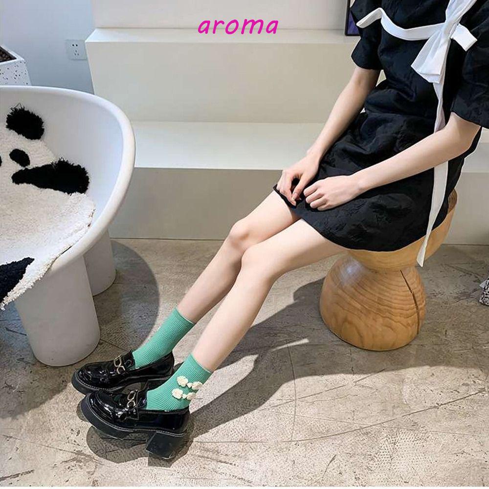 AROMA Vớ Thể Thao Ngắn Co Giãn Thoáng Khí Cài Nút Ếch Màu Sắc Tương Phản Thoải Mái Phong Cách Trung