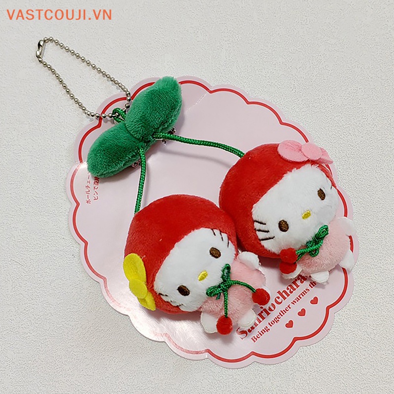 SANRIO Thú Nhồi Bông Hình Quả Cherry / Mèo Hello Kitty / Trái Cherry Trang Trí Balo Đi Học
