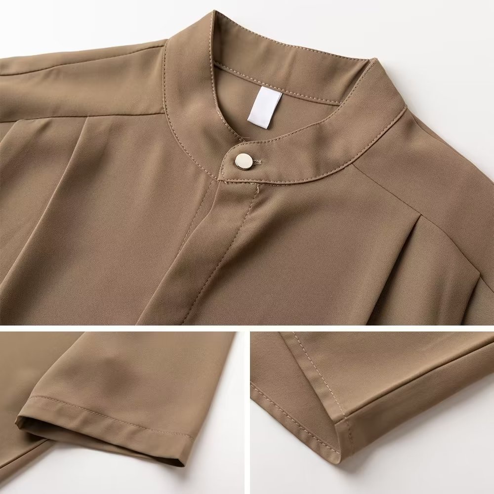 Áo Sơ Mi Tay Lửng Cổ Đứng Phong Cách Trung Hoa Thời Trang Mùa Hè Cho Nam