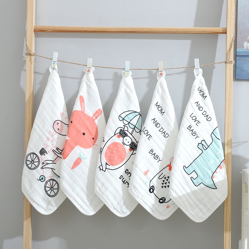 Khăn Tắm 5 Thùng 6 Lớp Kích Thước 30 * 30 Siêu Thấm Hút Cho Bé