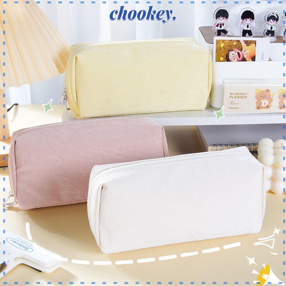 CHOOKEY Túi Đựng Bút Bằng Da PU Tiện Dụng Cho Học Sinh Ốp