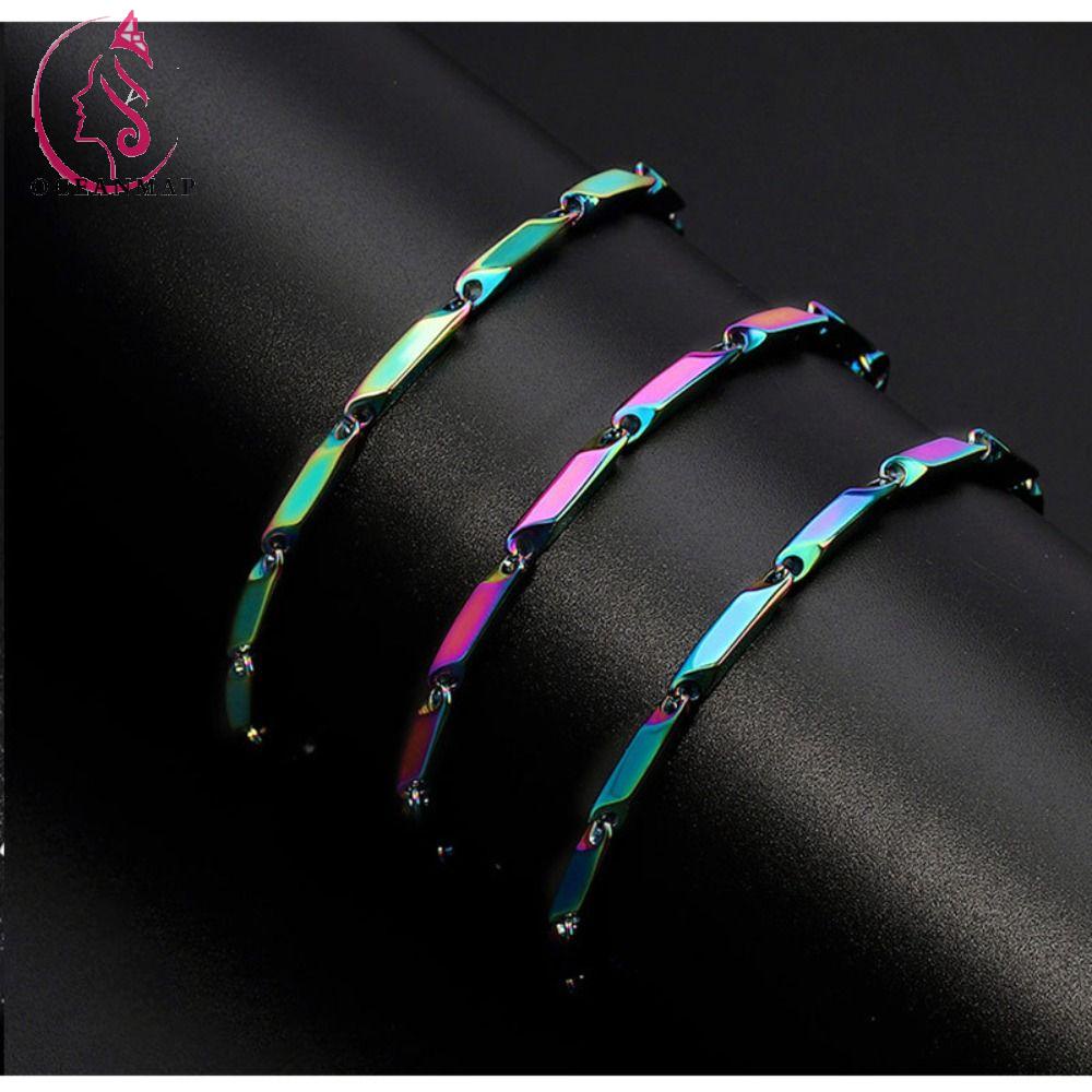 OCEANMAP Vòng Đeo Tay Bằng Thép Không Gỉ Kiểu Dáng Hình Học Phong Cách Hip hop Thời Trang Cho