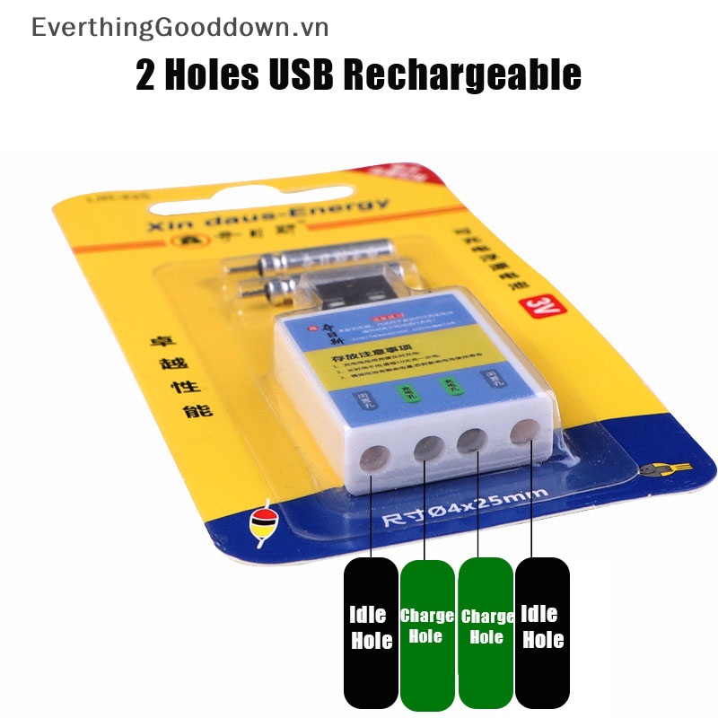Everthinggooddown 4 Lỗ Sạc USB Với 2 Cổng Sạc CR425 Phao Nổi Dạ Quang vn