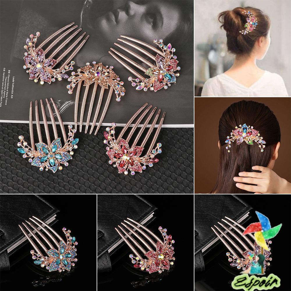 ESPO Lược Cài Tóc Đính Đá Lấp Lánh Sang Trọng Cho Cô Dâu
