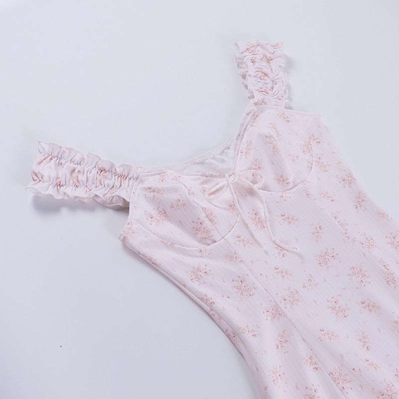 DUNEA Đầm Hai Dây Dáng Ôm In Họa Tiết Hoa Phong Cách Nhẹ Nhàng Thanh Lịch Dành Cho Bạn Nữ