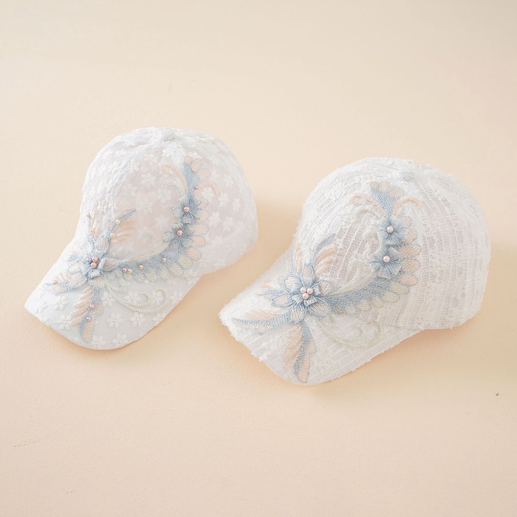 Mũ Lưỡi Trai Phối Ren Lưới Thoáng Khí Thêu Hoa Phong Cách Hàn Quốc Thời Trang Mùa Hè Mới Cho Nữ