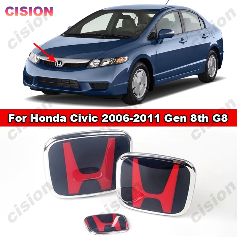 1 Huy Hiệu 3D Trang Trí Vô Lăng Xe Hơi Honda Civic FD 2006-2011