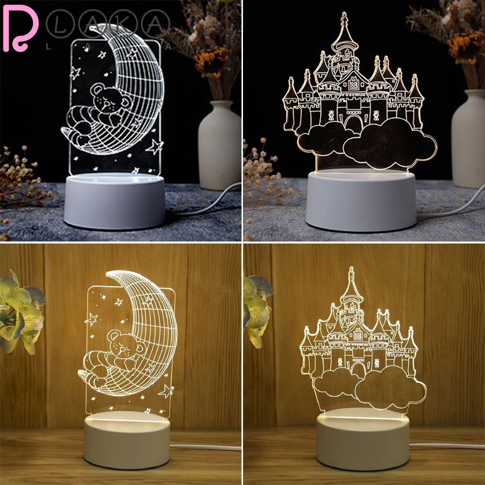 LAKAMIER Đèn Ngủ LED 3D Hình Lâu Đài / Gấu Sáng Tạo Trang Trí Tiệc Cưới / Valentine