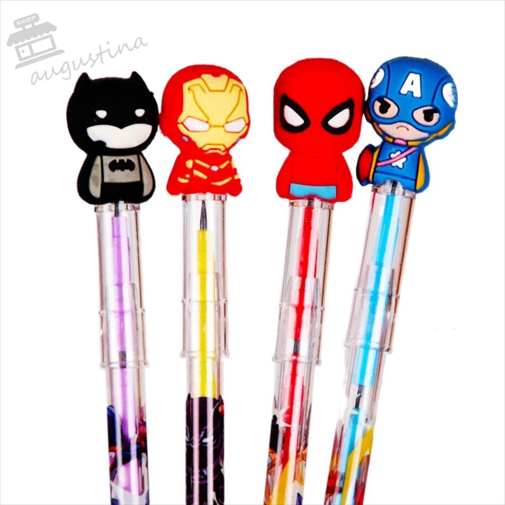 AUGUSTINA Bút Chì Silicon Họa Tiết Hoạt Hình Anime Cho Học Sinh