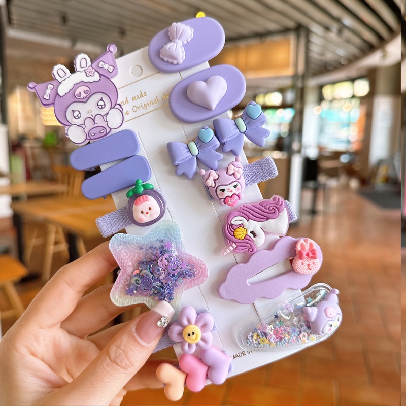 Set Kẹp Tóc Hình Chú Gấu / Ngôi Sao / Quả Dâu Tây Bằng Acrylic Dễ Thương Thời Trang Cho Bé Gái