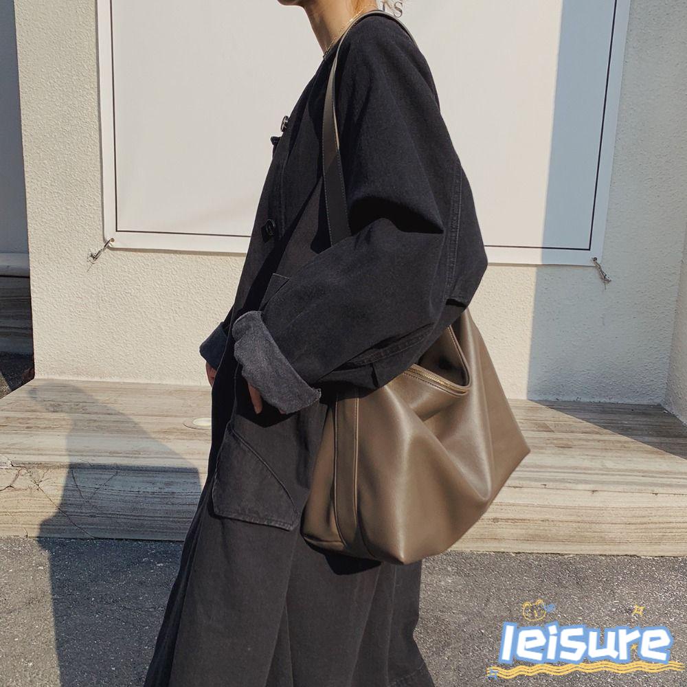 LEISURE Túi Xách Da Mềm Cỡ Lớn Màu Trơn Thời Trang Cho Nữ
