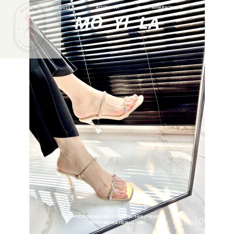 Sandal Cao Gót 6-8cm Chất Liệu Cao Su PU Phong Cách Thời Trang Mới 2023