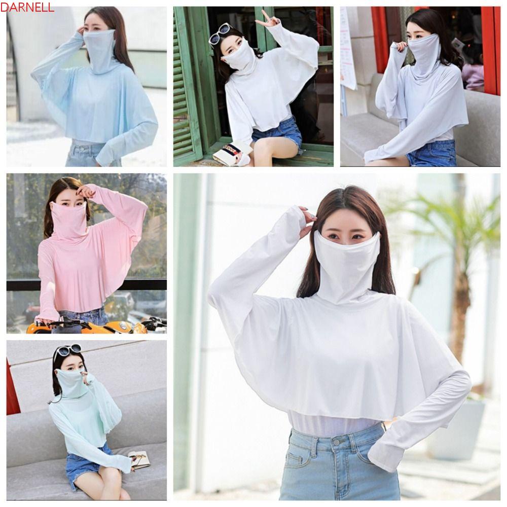 DARNELL Găng Tay Chống Nắng Và Tia UV Bằng Lụa Lạnh Kèm Khẩu Trang Tiện Dụng Cho Người Đi Xe Đạp / Câu Cá / Chạy Bộ