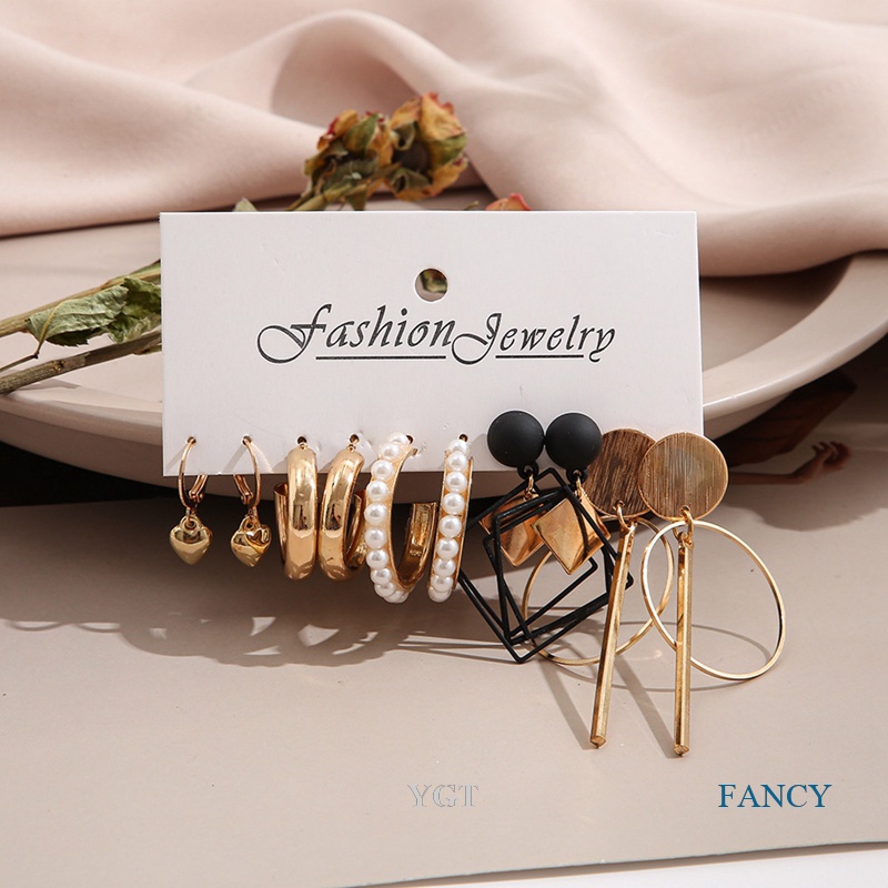 Ygt Set 5 Đôi Khuyên Tai Hình Bướm Đính Ngọc Trai Phong Cách Hàn Quốc Dành Cho Nữ