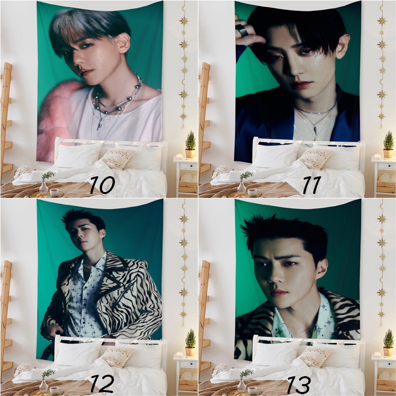 Exo 'EXIST' Thảm Treo Tường Trang Trí Phòng Ngủ Ký Túc Xá Xiumin Và Kai Polyester Có Kẹp