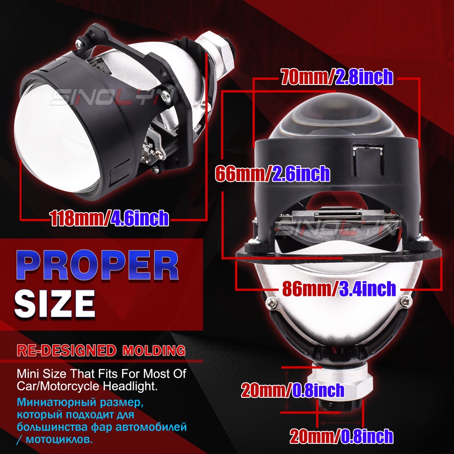 1 Đèn LED 40W 2.5 '' Bi Ánh Sáng Trắng / Vàng 4300K 6000K Chất Lượng Cao Cho Xe Hơi / Xe Máy H4 H7 H1 9005 9006
