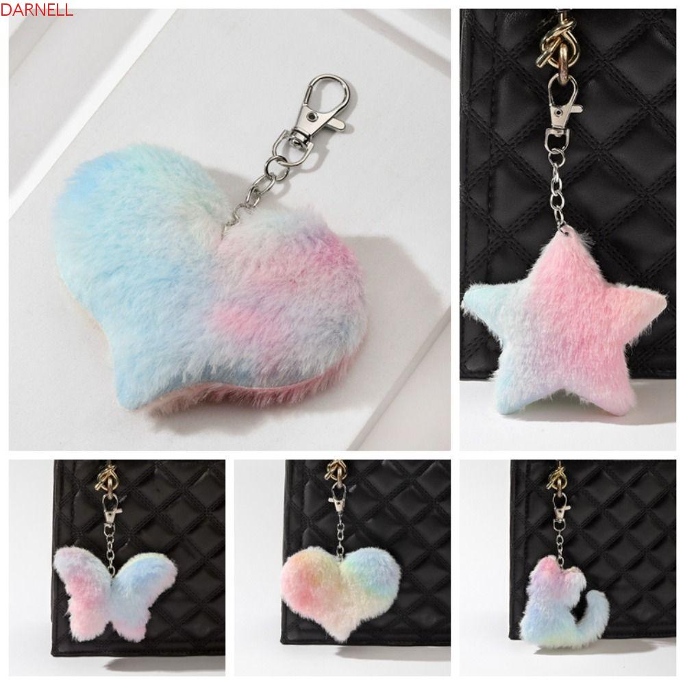 DARNELL Móc Khóa Bông Xù Nhiều Màu Hình Ngôi Sao / Trái Tim / Bướm / Trái Tim Dễ Thương Dùng Làm Quà Tặ