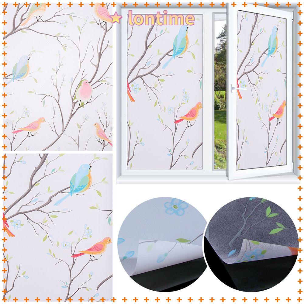 LONTIME Miếng Dán Cửa Sổ Tĩnh Điện Chống Tia Uv Hình Chú Chim Nhánh Cây 3D