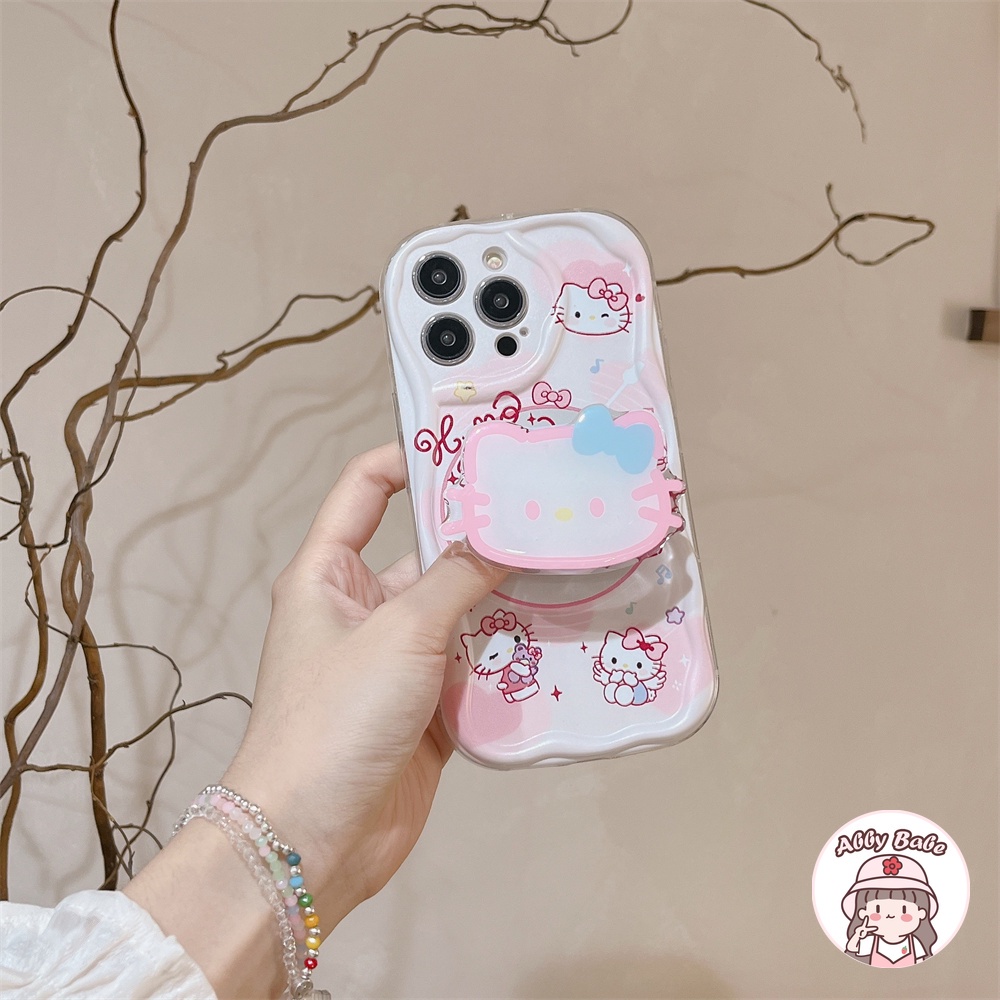 Ốp Điện Thoại TPU Mềm Chống Dơ In Hình Mèo Kitty Màu Hồng Có Giá Đỡ Cho IPhone 14 Pro Max 12 11 Pro Max X XS XR 7Plus