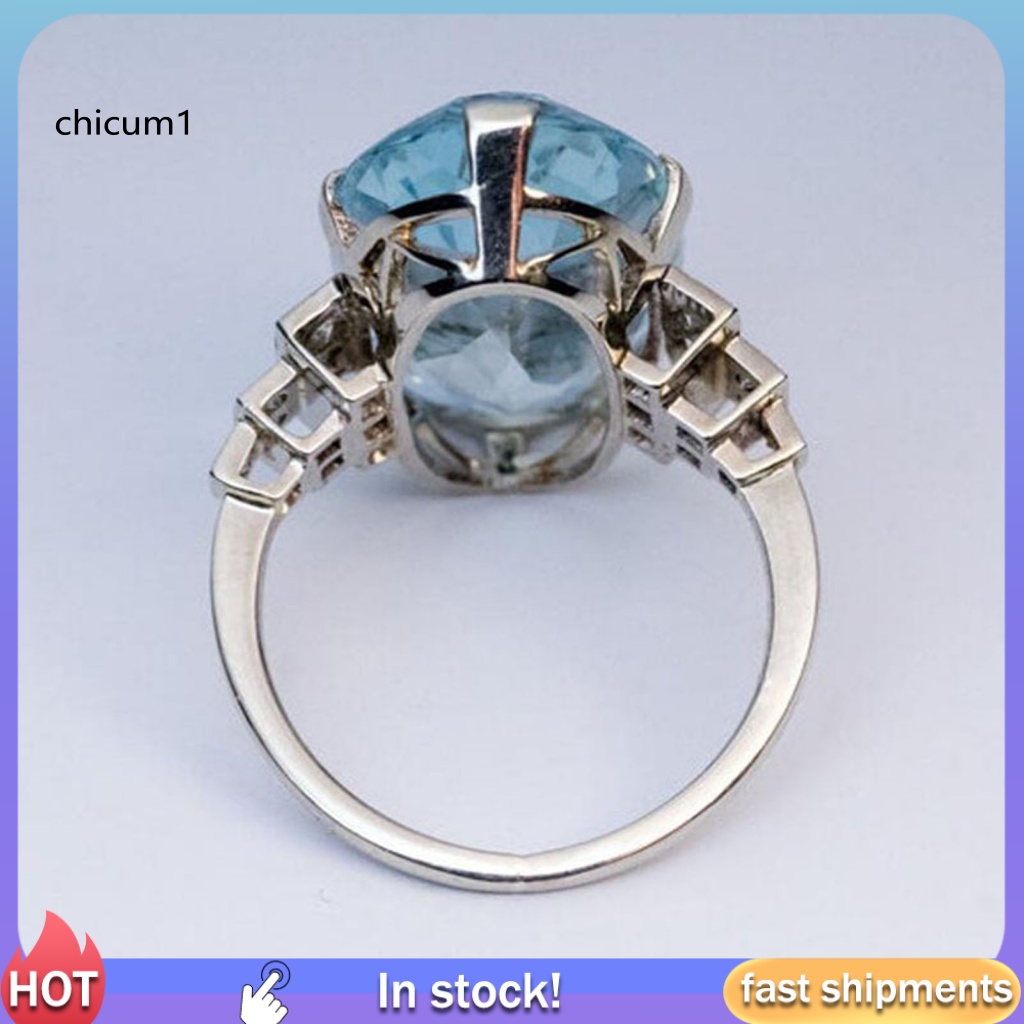 Nhẫn Đeo Ngón Tay CC Trong Suốt Trọng Lượng Nhẹ Hình Oval Màu Xanh Lam Mịn Màng Cho Ngày