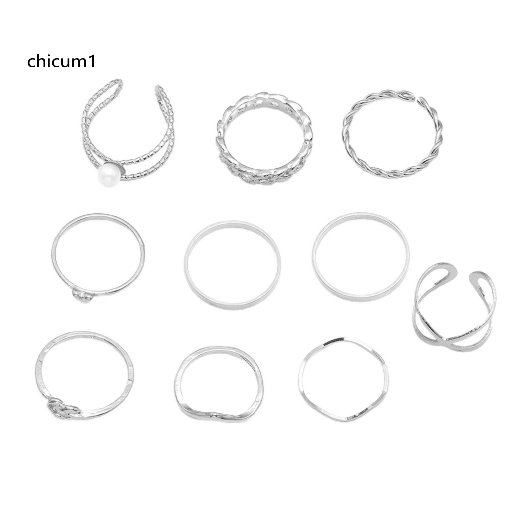 Set 10 Nhẫn Đeo Khớp Ngón Tay Phong Cách Vintage Cho Nữ