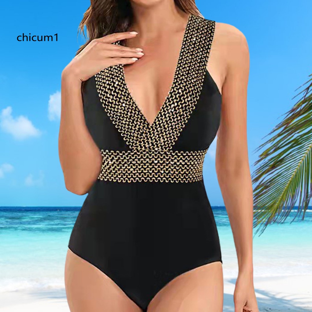 Đồ Bơi Một Mảnh Cổ Chữ V Khoét Sâu Hở Lưng Quyến Rũ Dành Cho Nữ