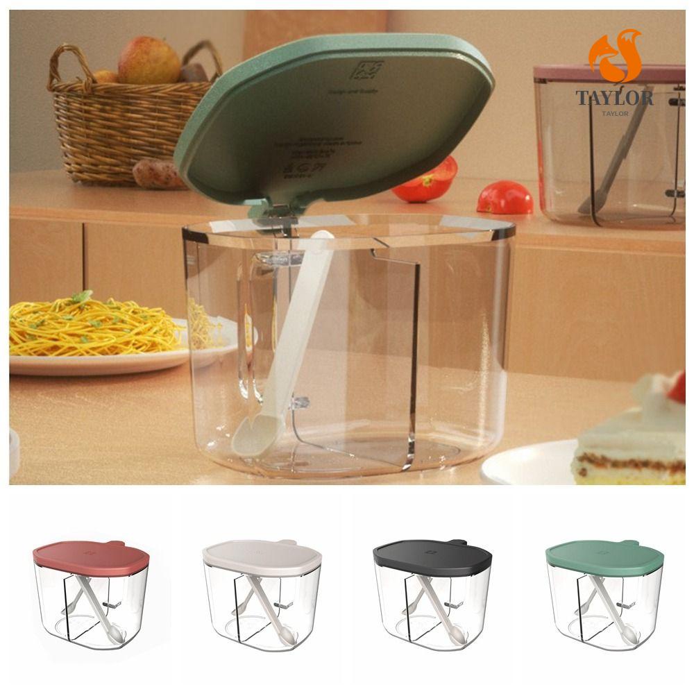 TAYLOR1 Hộp Đựng Gia Vị Chia Ngăn Bằng Nhựa Trong Suốt Dung Tích 500ml