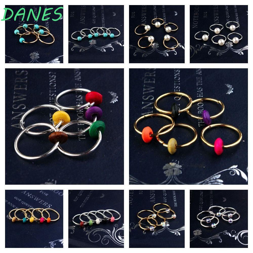 DANES Bộ 5 Vòng Kẹp Bện Tóc Bằng Hợp Kim Nhiều Màu Sắc