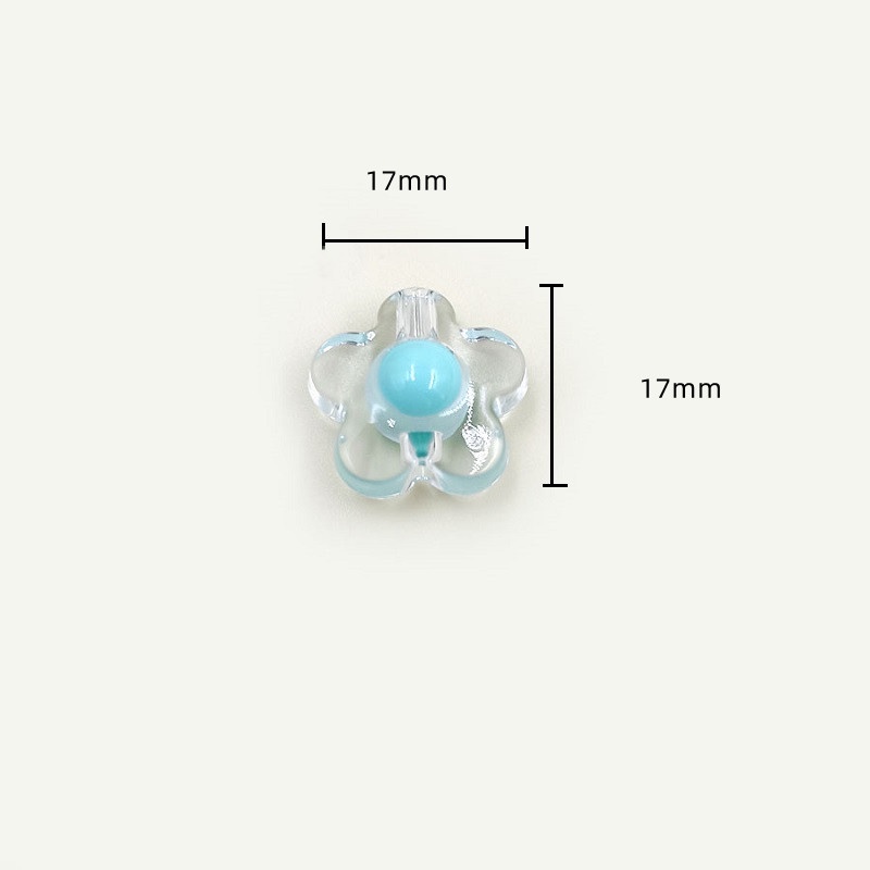 Bộ 10 Hạt Nhựa Acrylic Trong Suốt Hai Lớp Hình Hoa 17mm Dùng Làm Trang Sức DIY