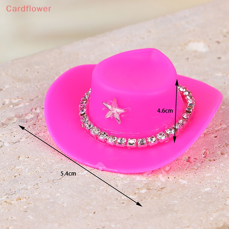 &lt; Cardflower &gt; Set 5 Mũ Cao Bồi Mini Màu Hồng Đính Kim Cương Thời Trang Sáng Tạo Và Thiết Thực Cho Búp Bê Bé Gái