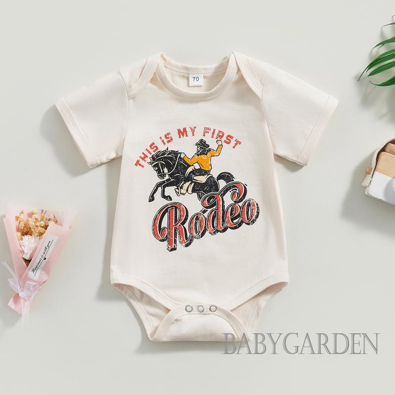 Áo Liền Quần Ngắn Tay Cổ Tròn In Chữ Cho Bé Trai 0-12 Tháng Tuổi