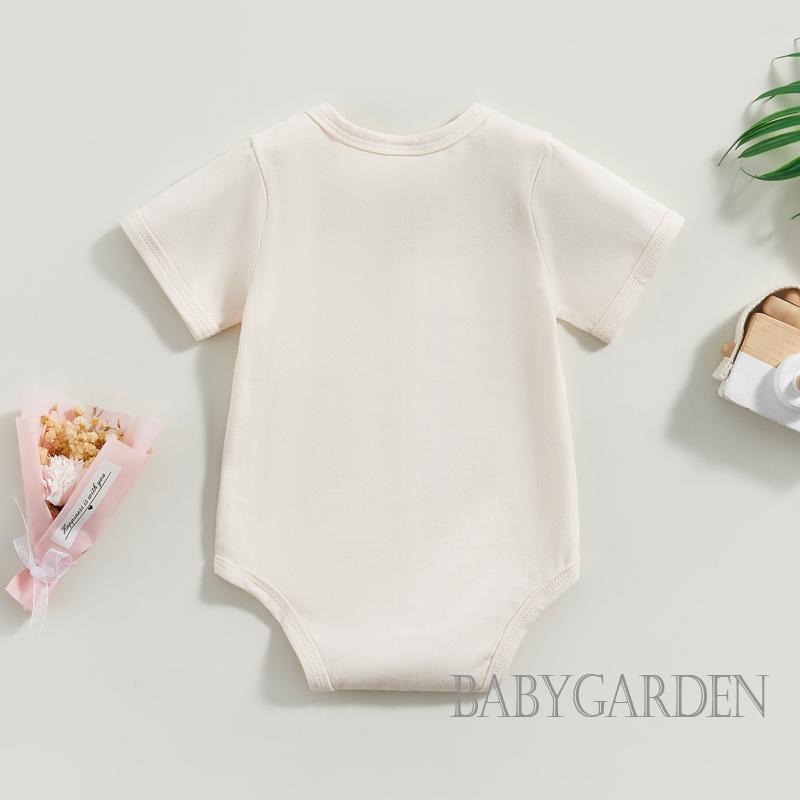 Áo Liền Quần Ngắn Tay Cổ Tròn In Chữ Cho Bé Trai 0-12 Tháng Tuổi