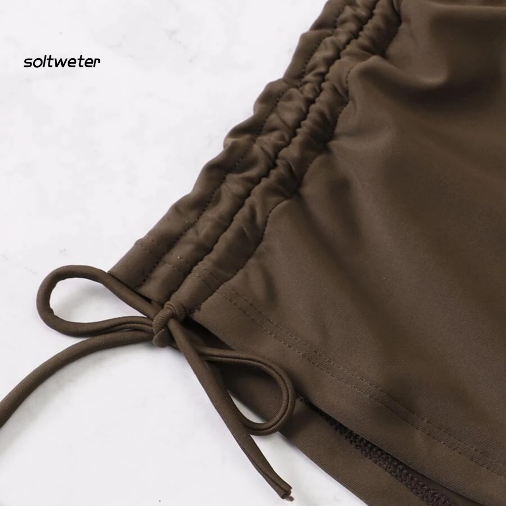 Bộ Đồ Bơi Bikini Hai Mảnh Cổ Chữ V Sâu Màu Sắc Trơn Dành Cho Nữ