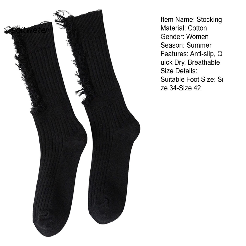 1 Đôi Tất Cotton Mềm Mại Thấm Hút Mồ Hôi Thoáng Khí Màu Trơn Có Lỗ Dài Co Giãn Tốt Bảo Vệ Chân Cho Nữ