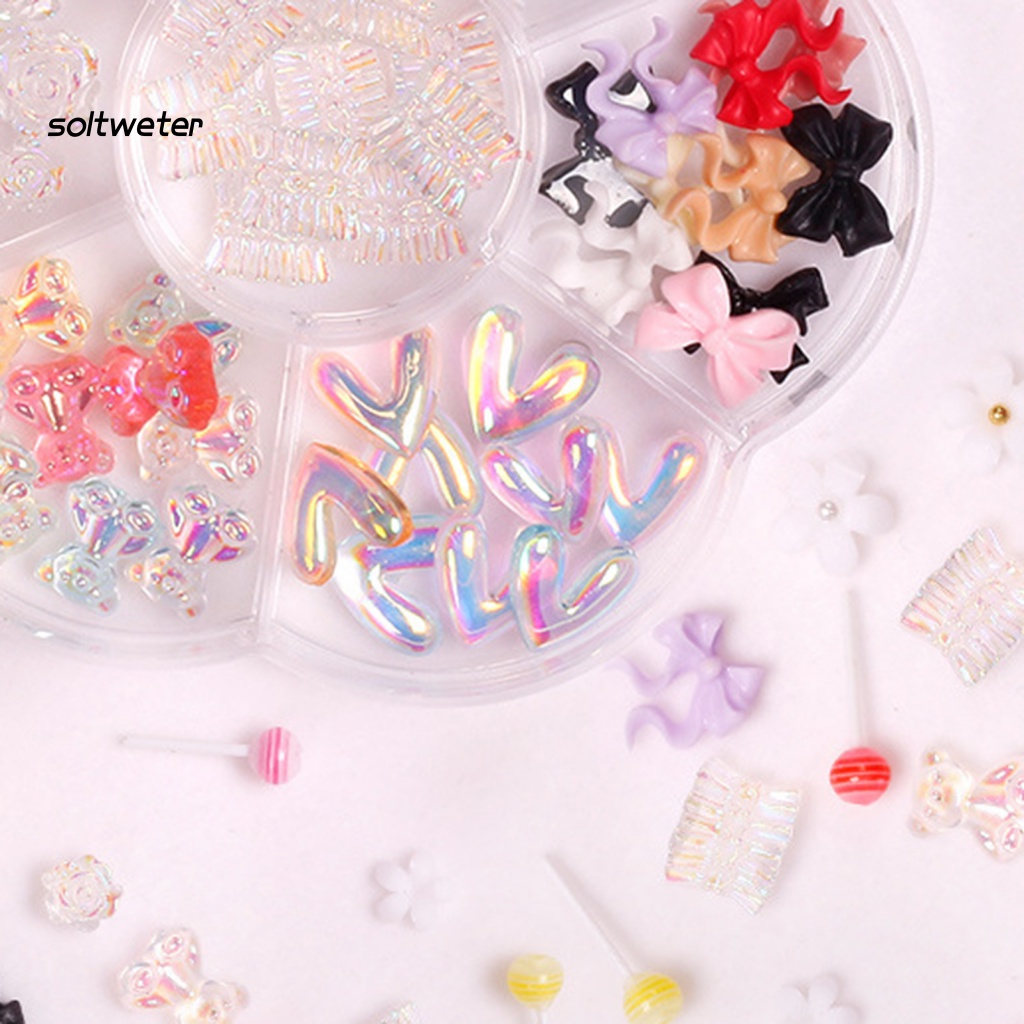 Bộ Phụ Kiện Đá Đính Trang Trí Móng Nghệ Thuật Hình Gấu / Nơ / Trái Tim