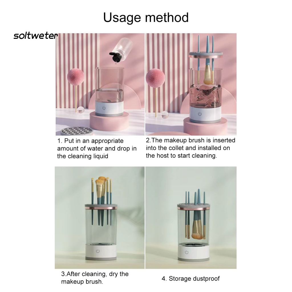 Máy Vệ Sinh Cọ Trang Điểm Hai Chế Độ Rung 7000 RPM 8W 15A Bằng ABS Tiện Dụng