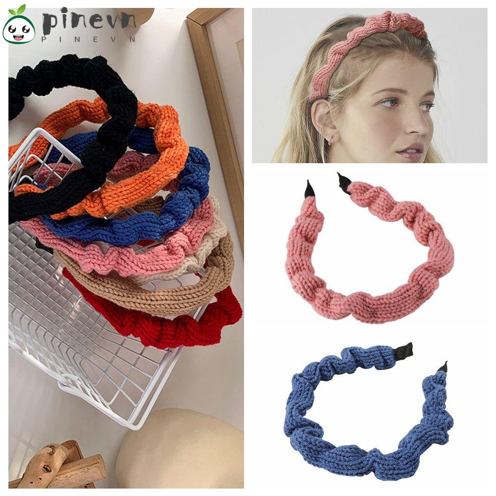 PINEVN Cài Tóc Dệt Kim Xếp Ly Thời Trang Thu Đông Cho Nữ