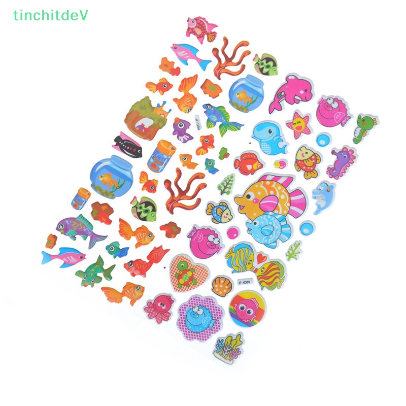 Bộ 5 Tấm Sticker Dán Trang Trí Sổ Tay Hình Cá Hoạt Hình Dễ Thương