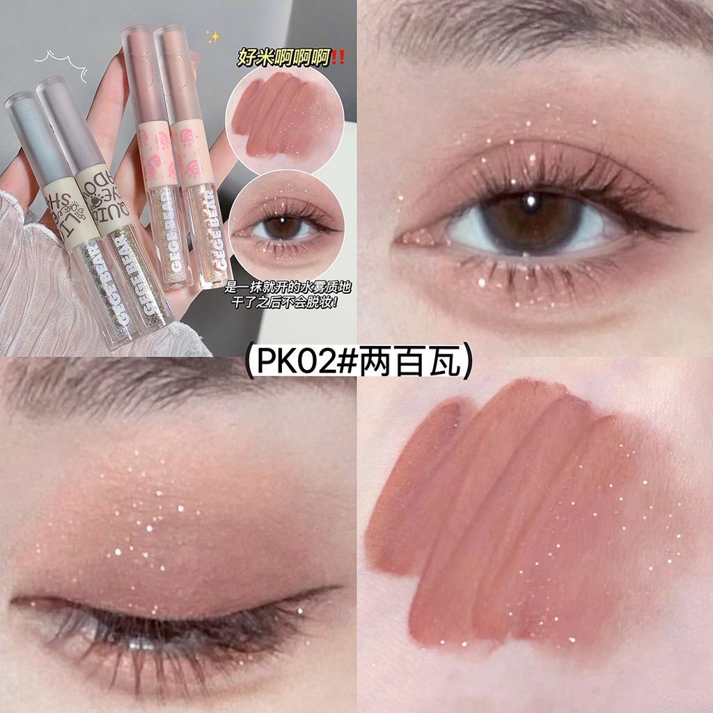 Phấn Mắt Dạng Lỏng Hai Đầu Màu Nhũ Kim Tuyến Siêu Sáng Hiệu Gege Bear