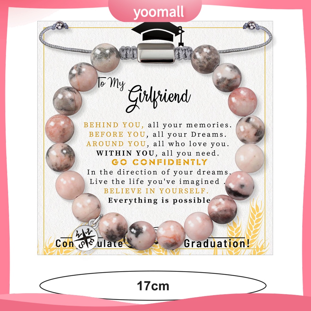 Vòng Tay Chuỗi Hạt Đá Tròn 8MM Màu Hồng Tự Nhiên Tùy Chỉnh Thời Trang Cho Nữ