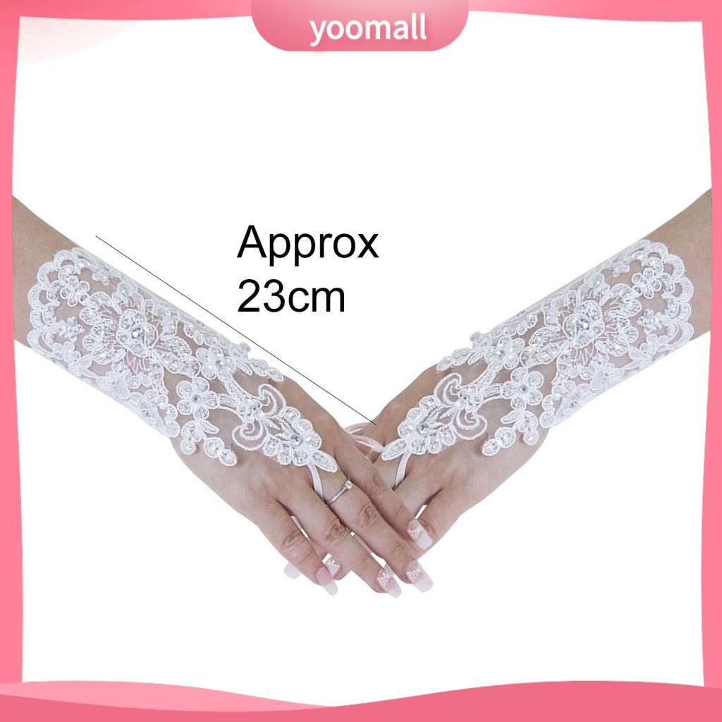 Găng Tay Ren Đính Hạt Thanh Lịch Cho Nữ