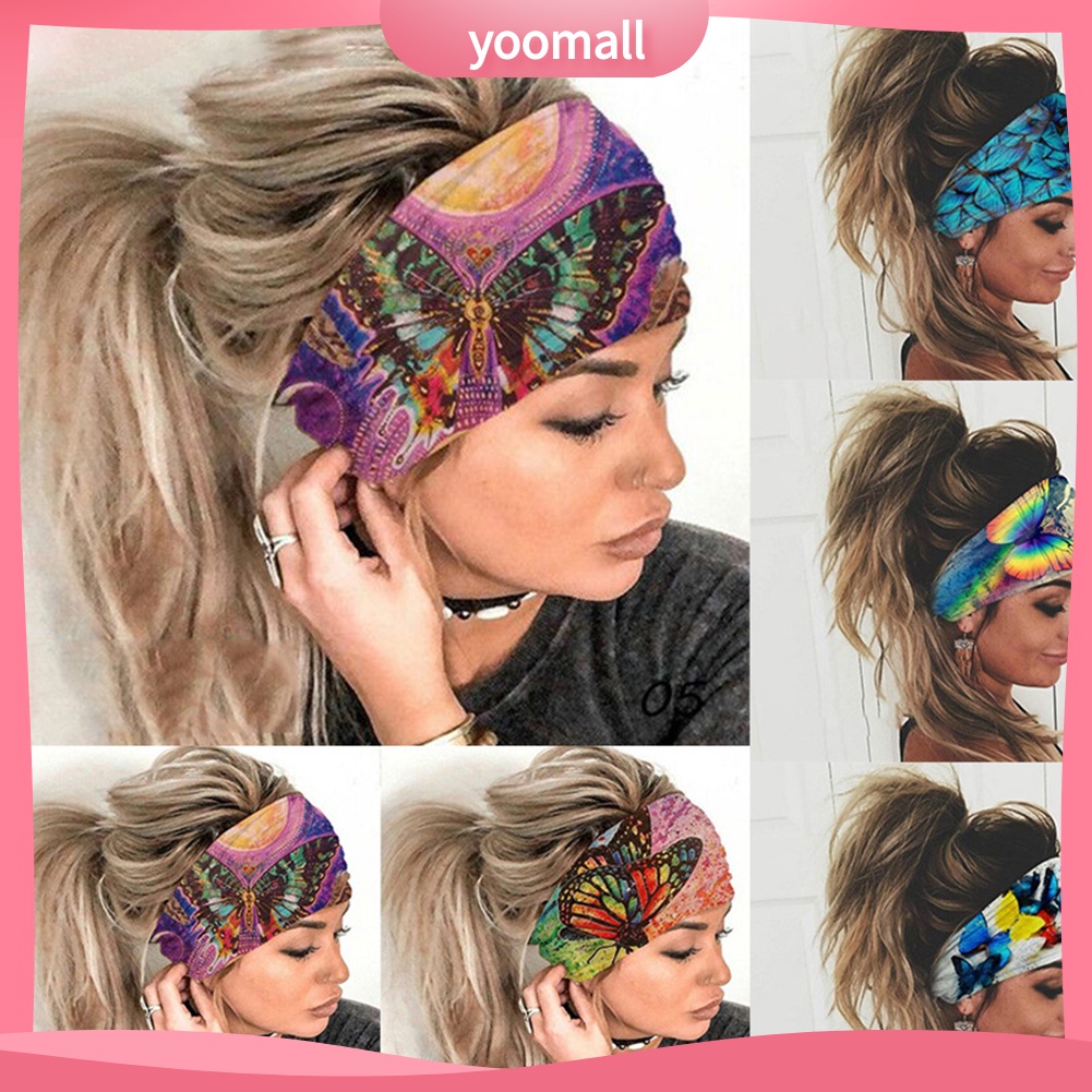 Băng Đô Thể Thao Bản Rộng Co Giãn Thoáng Khí Thấm Hút Mồ Hôi Nhiều Màu