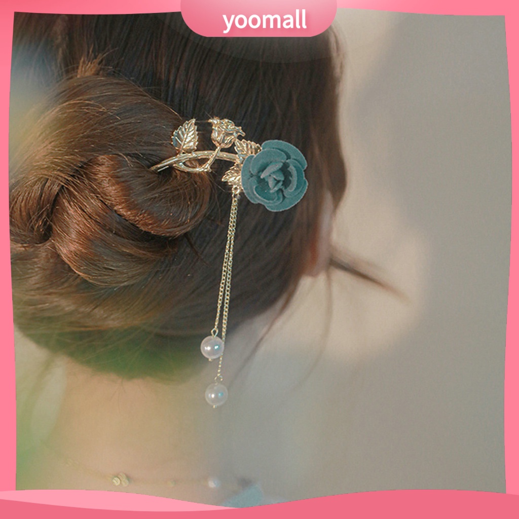 Trâm Cài Tóc Đính Hạt Và Hoa Hồng Chống Trượt Dễ Thương Cho Nữ