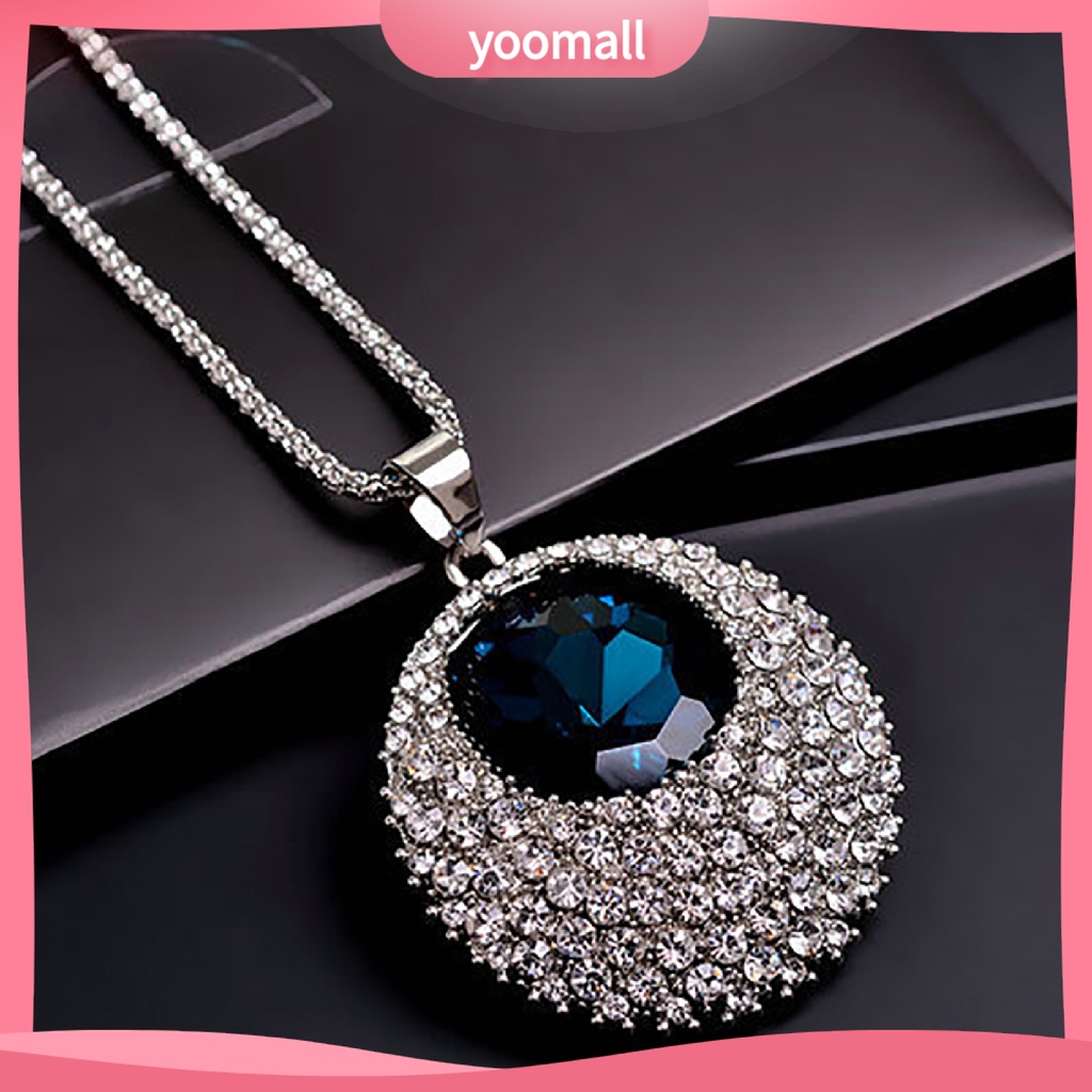 Vòng cổ Dài Mặt Tròn Đính Đá Phong Cách Cổ Điển Cho Nữ