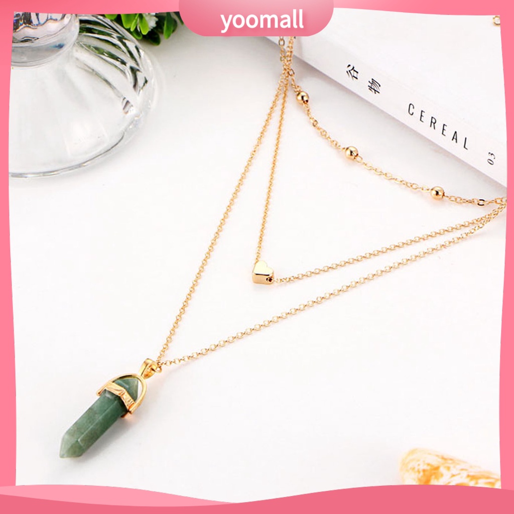 [YM] Vòng Cổ Choker 3 Lớp Đính Hạt Pha Lê Giả Hình Lục Giác / Trái Tim Phù Hợp Với Tất Cả Dành Cho Bạn