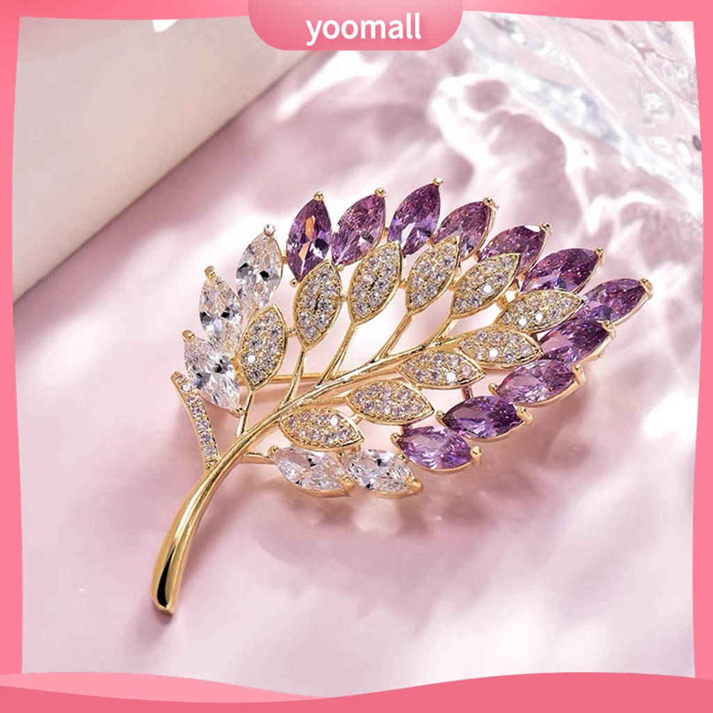 Ghim Cài Áo Hình Chiếc Lá Đính Đá Thời Trang