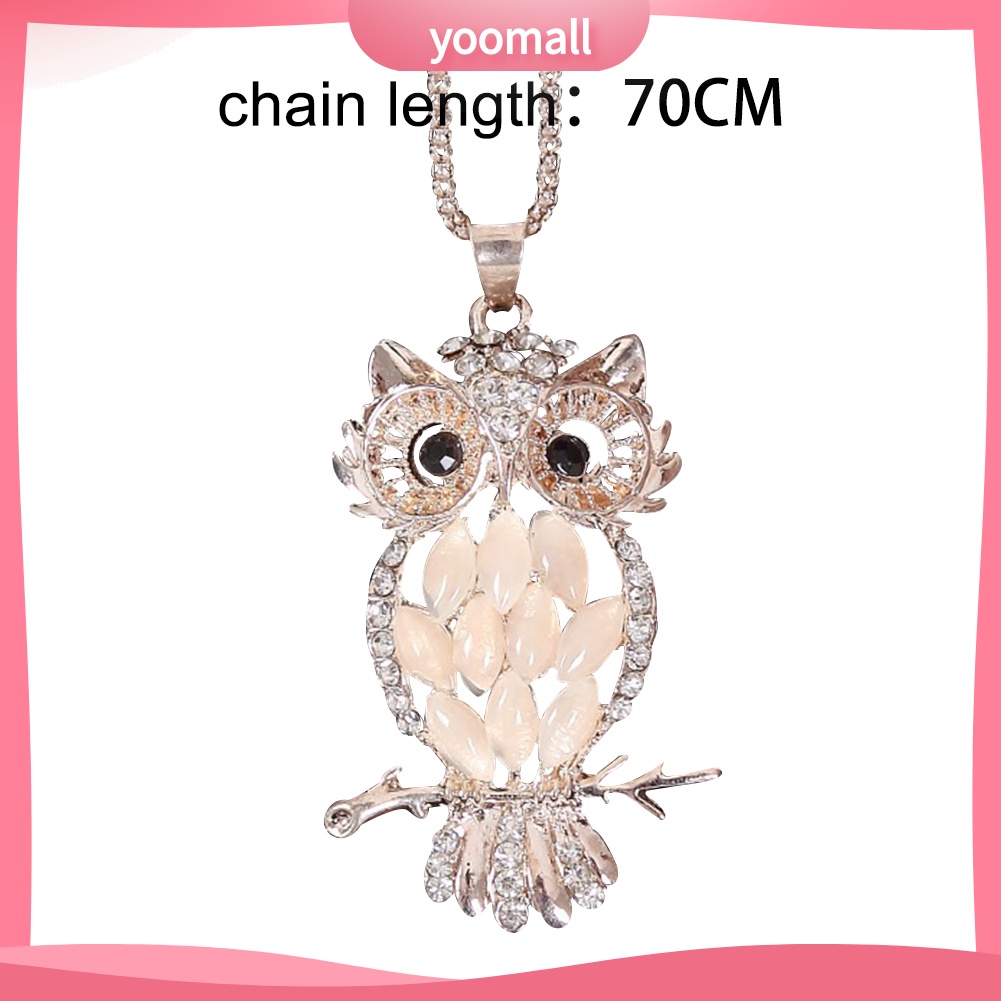 Vòng cổ Mặt Hình Cú Mèo Đính Đá Opal Nhân Tạo Thanh Lịch Cho Nữ