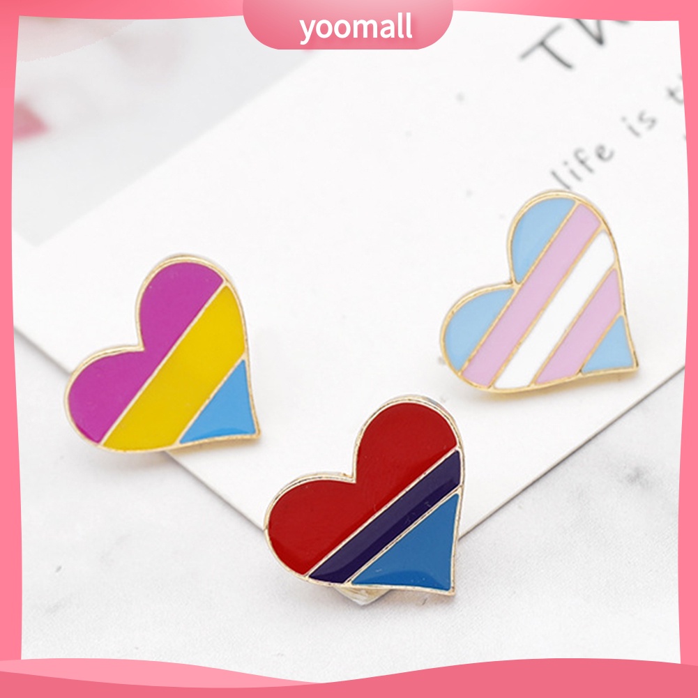 Ghim Cài Áo Hình Trái Tim Màu Cầu Vồng Dễ Thương