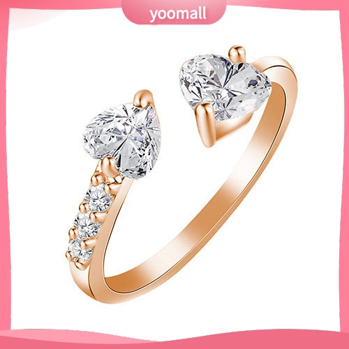 Nhẫn Đồng Đính Đá Hình Trái Tim Xinh Xắn Cho Nữ